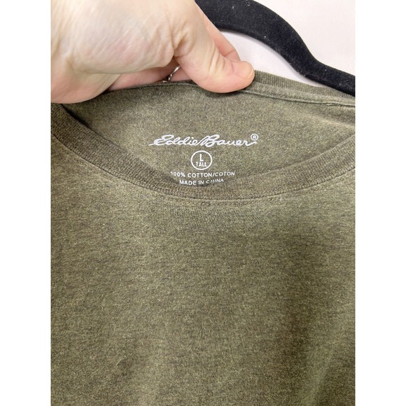 Eddie Bauer Shirt Mens Large Tall Long Sleeve Green Pullover Sweatshirt Outdoor - Picture 2 of 12